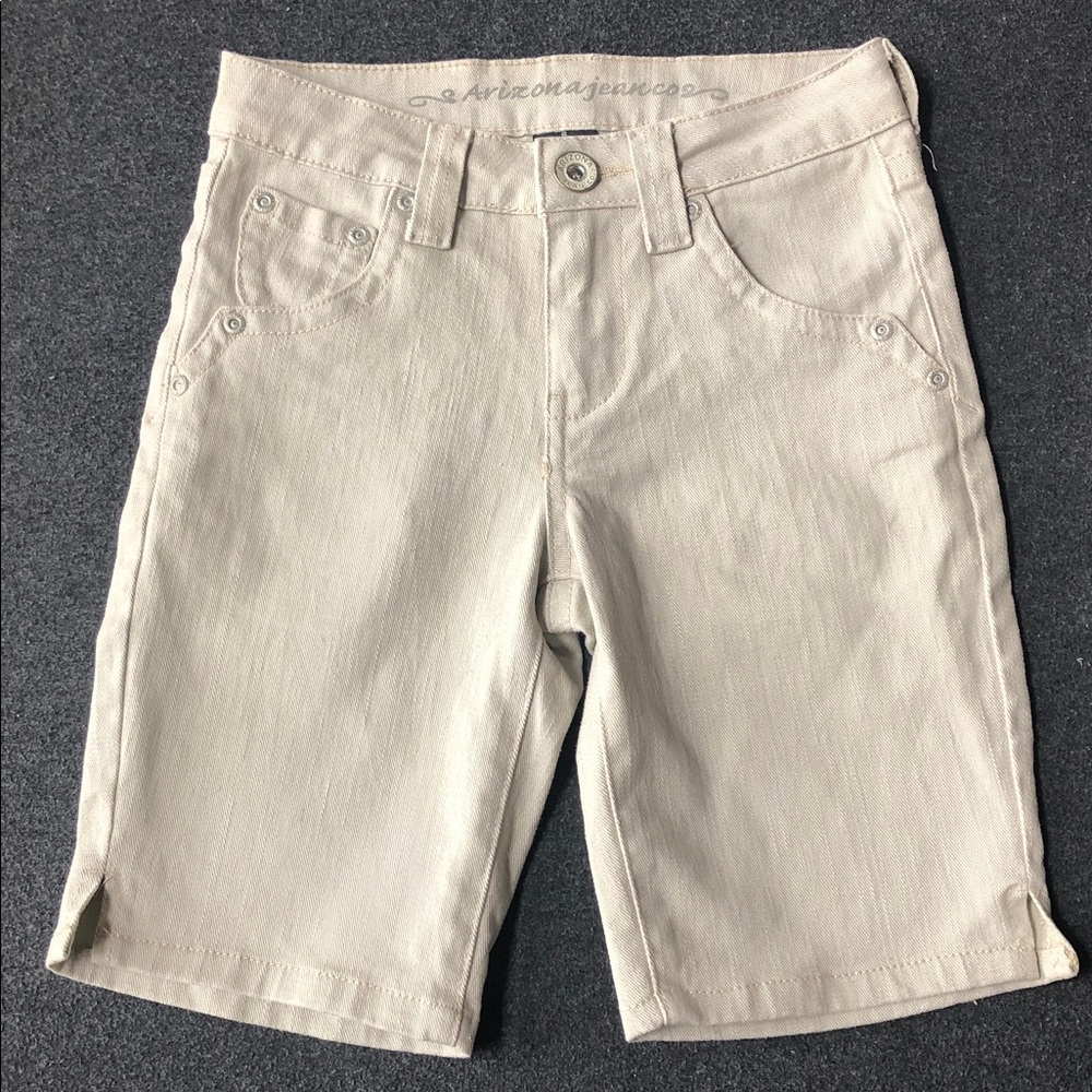 Arizona Jean Company Girls Cotton Blend 5-Pockets Khaki Bermuda Shorts Size 8
